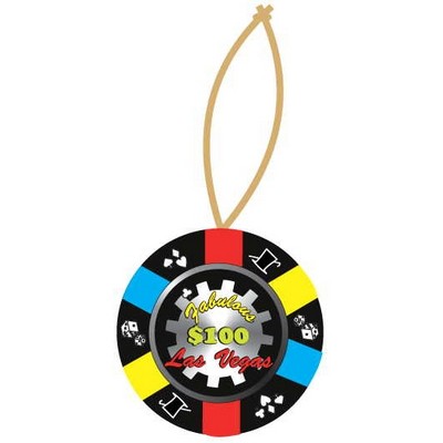 Las Vegas $100 Poker Chip Promotional Ornament w/ Black Back (3 Square Inch)
