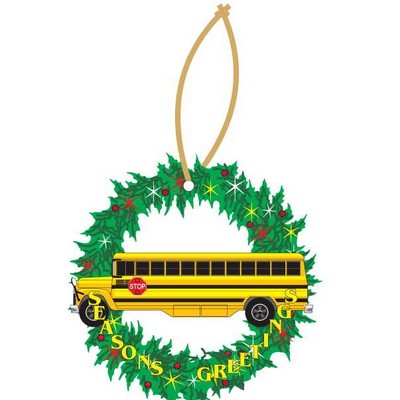 School Bus Executive Wreath Ornament w/ Mirrored Back (10 Square Inch)