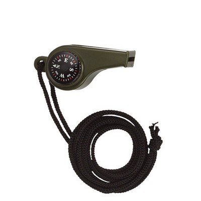 Olive Drab Super Whistle with Compass