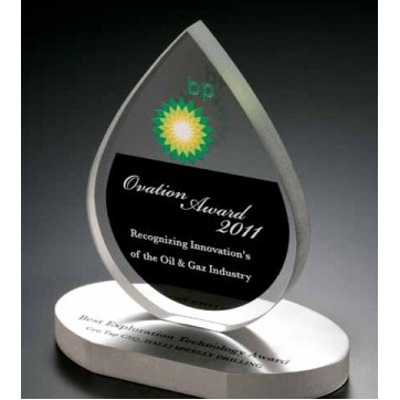 Acrylic Tear Drop Award w/ Aluminum Base