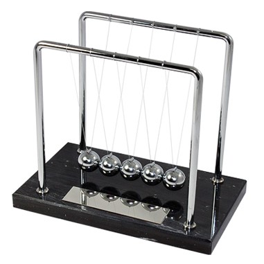 Newtons Cradle w/Black Marble Base and Silver Plate