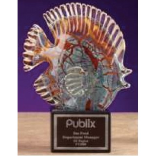 Cracked Color Glass Fish Award (6"x5.5")