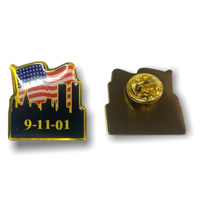 American Flag w/Skyline Lapel Pin