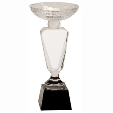 Clear Crystal Cup Award w/ Black Pedestal Base (12")