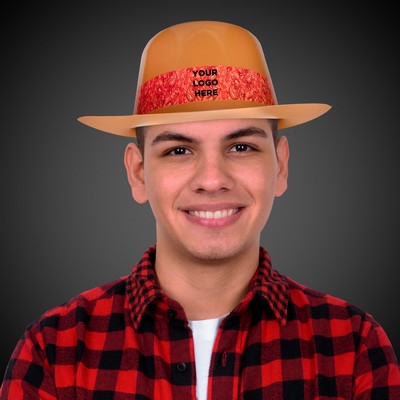 Brown Plastic Cowboy Hat w/Red Paisley Band