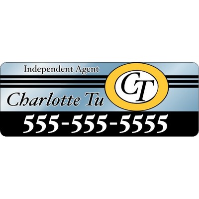 8" X 3" Kwik-Ship Chrome Polyester Screen Print Round Corner Decal