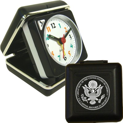 Closable Folding Travel Alarm Clock with Snooze (Black)