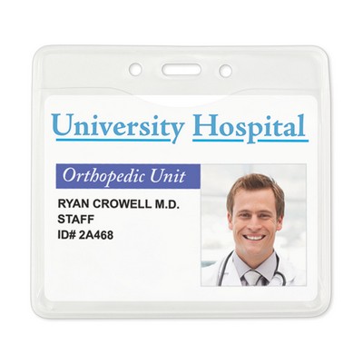 Horizontal PureClear™ Event-Size PVC-Free Vinyl Badge Holder, 4" x 3"