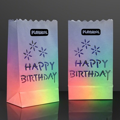 Luminary "Happy Birthday" Bags for LED Candles Printed - PRINTED