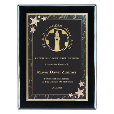 Plaque - 8"x10" Wall Plaque w/ Black Corner Star Plate (6"x8")