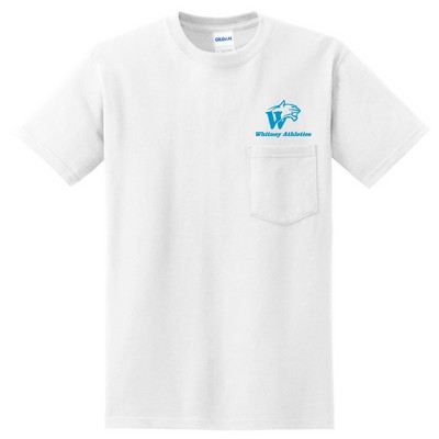 Medium Weight White Poly-Cotton Pocket Tee