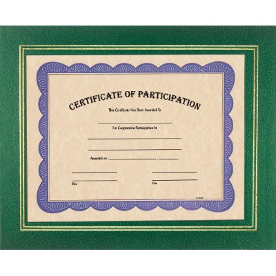 Certificate Holder - Green with a poly window - Holds 8-1/2" x 11" Certificate