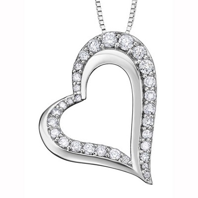 Heart Shaped Diamond Pendant in 10K White Gold (0.40 CT. T.W.)