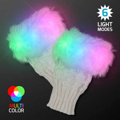 LED Fuzzy Fingerless Glow Gloves (1 PAIR) - BLANK