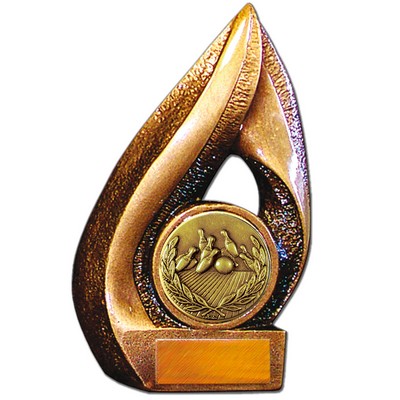 Stock Flame 7" Trophy with 2" Bowling, Engraving Plate