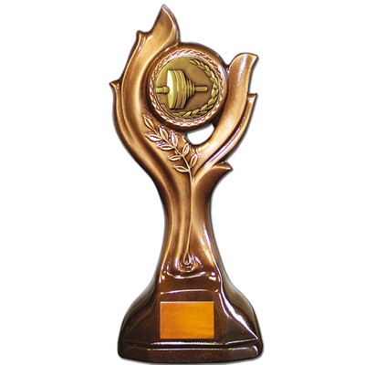 Stock 12" Victory Trophy With 2" Weightlifting Coin and Engraving Plate