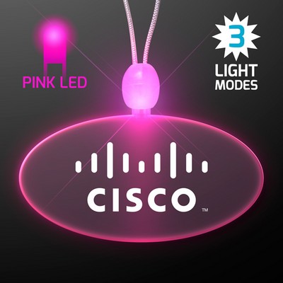 Light Up Acrylic Oval Necklaces with Pink LED - PRINTED