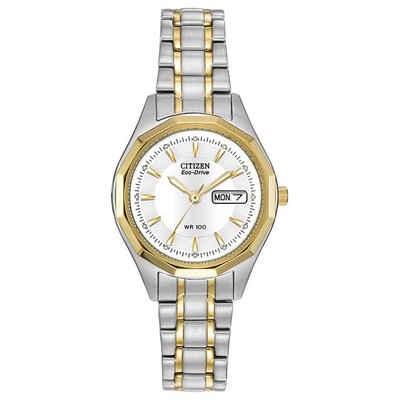 Citizen® Ladies Eco-Drive Silhouette Two-Tone Stainless Steel Sport Watch w/White Dial