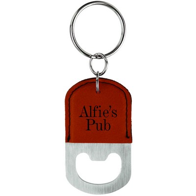 Rawhide Leatherette Bottle Opener Keychain (2.75" x 1.5")