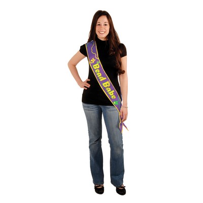 Mardi Gras Bead Babe Satin Sash