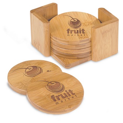 3¾" Round Bamboo 6-Coaster Set