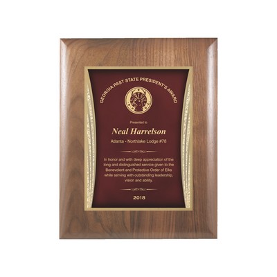Walnut Plaque w/Red Showtime Plate (7"x9")