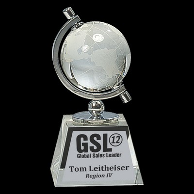 Crystal Spinning Globe Award on Clear Base (6")