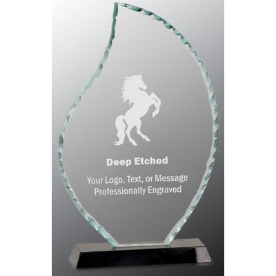 10 1/2" Flame Facet Glass Award on Black Base