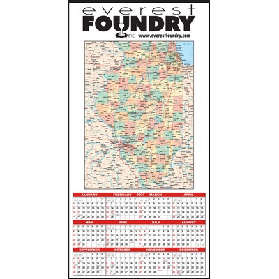 Small Illinois State Map Year-In-View® Calendar