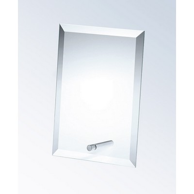 Beveled Vertical Rectangle Glass Award with Aluminum Pole (10"x7")