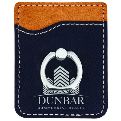 Black/Silver Leatherette Phone Wallet w/Ring