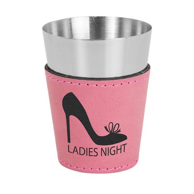 Leatherette on Steel Shot Glass (Pink)