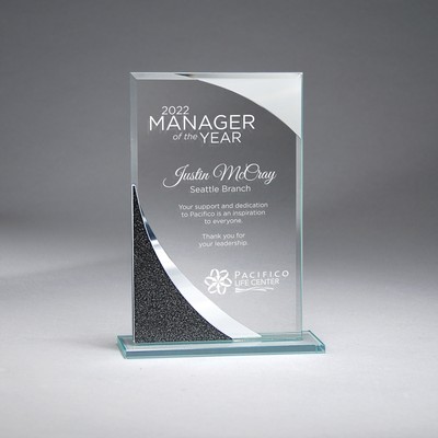 Promo Glass with Mirror and Texture Accent on Clear Base (4.25"x7.25"x1.5")