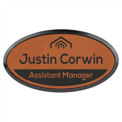 Rawhide 1-3/16"H Framed Oval Badge w/Magnet, Laserable-Leathette