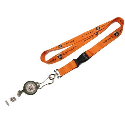 1" Full Color Sublimated Lanyard w/ J-Hook Clip & Badge Reel Set