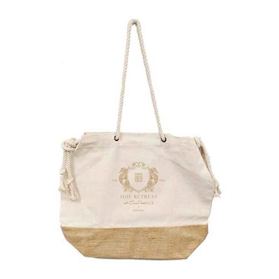 Jute/Cotton Drawstring tote bag - Natural