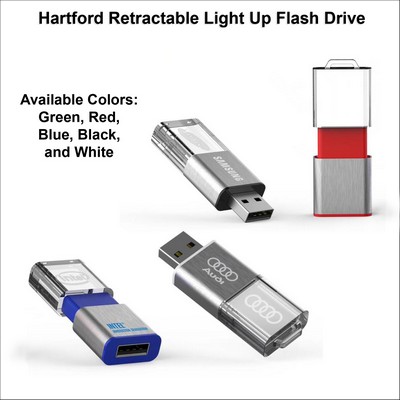 Hartford Retractable Light Up Flash Drive - 32GB Memory