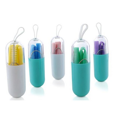 Silicone Straw, Color Carrier and Brush