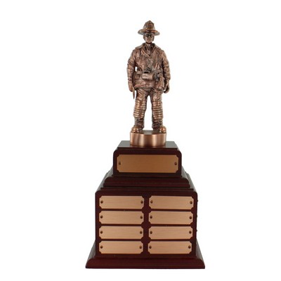 14 ½" Bronze Perpetual Fire Fighter Trophy w/32 Name Plates