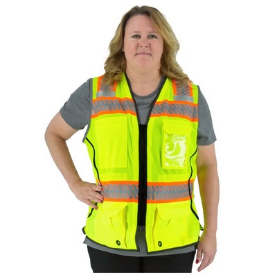 High Visibility Women's Mesh Vest With Dot Reflective Chainsaw Striping, Ansi 2, R