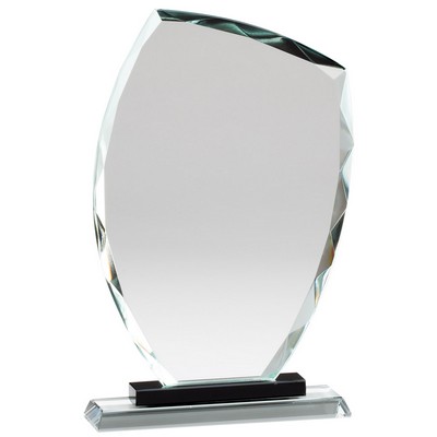 9 1/2" Slant Top Glass Award w/Black Riser