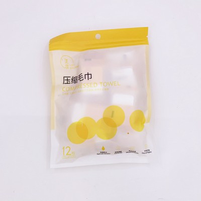 Candy-Wrapped Compressed Towel Tissue 12pcs Packed Into Plastic Bag