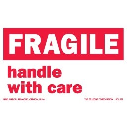 Fragile Handle With Care Paper Labels - 3" x 5"
