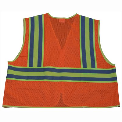 Deluxe CB2 Orange Mesh/Lime Contrast Two Tone DOT ANSI Type R Class 2 Safety Vest