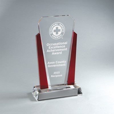 Red Accent Clear Center Crystal (6"x9.75"x2.375")