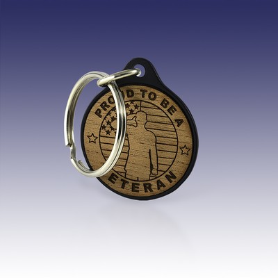 Wooden Laser Etched Key Tag (black powder coated) Rectangle