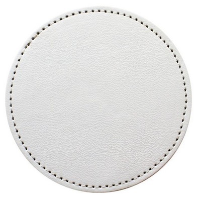 Ashlin® Designer Stratford Midnight Winter White Leather Executive Round Coaster