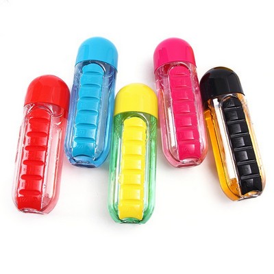 600ml Plastic Water Bottle With Pill Box