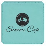 Square Teal Leatherette Coaster