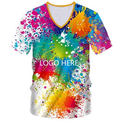 Kids 3D Printing V-Neck T-Shirts